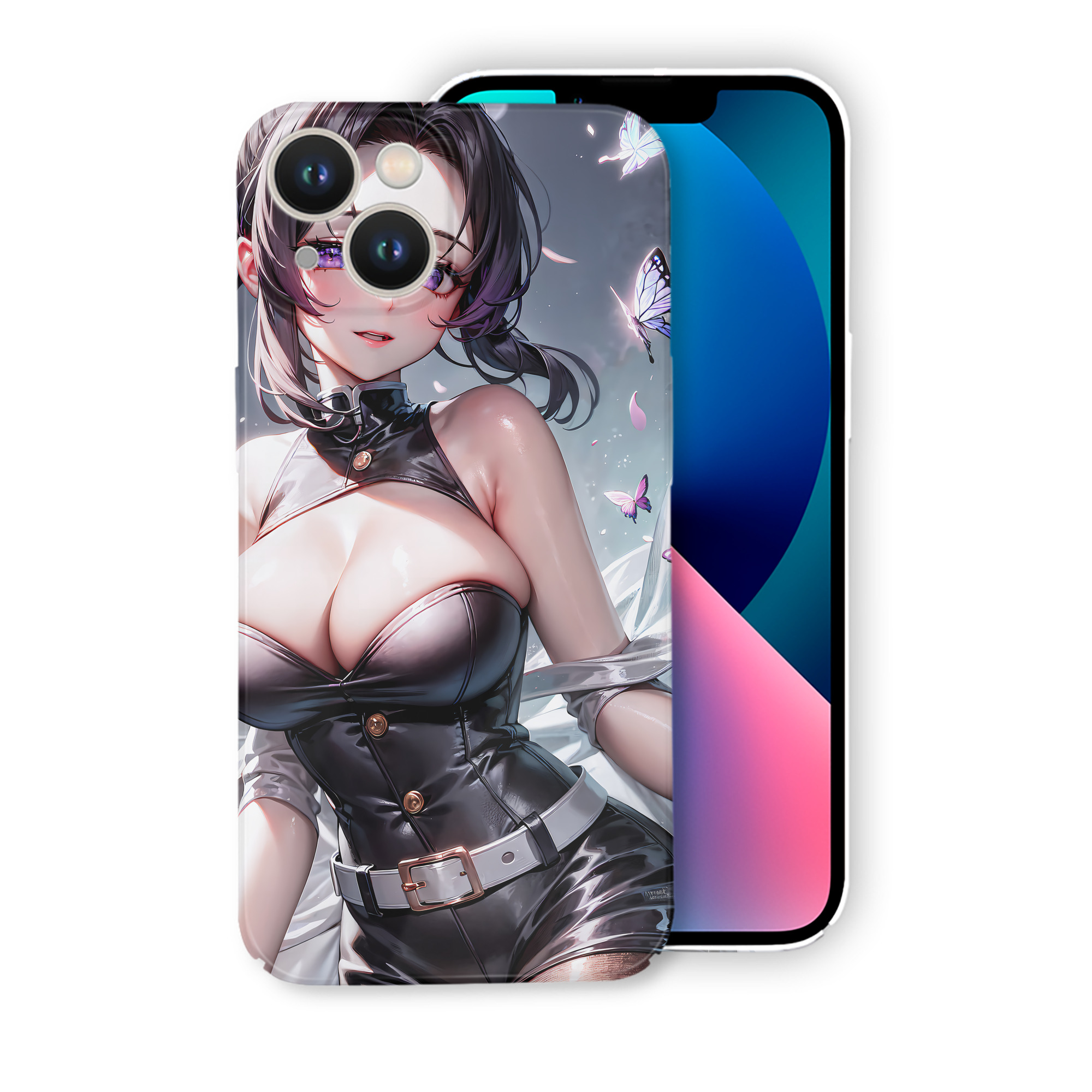 （画像用） 鬼滅の刃（きめつのやいば）蟲柱-胡蝶 しのぶ／こちょう しのぶ Kochou Shinobu 【iPhone 14シリーズ対応】ハードケース